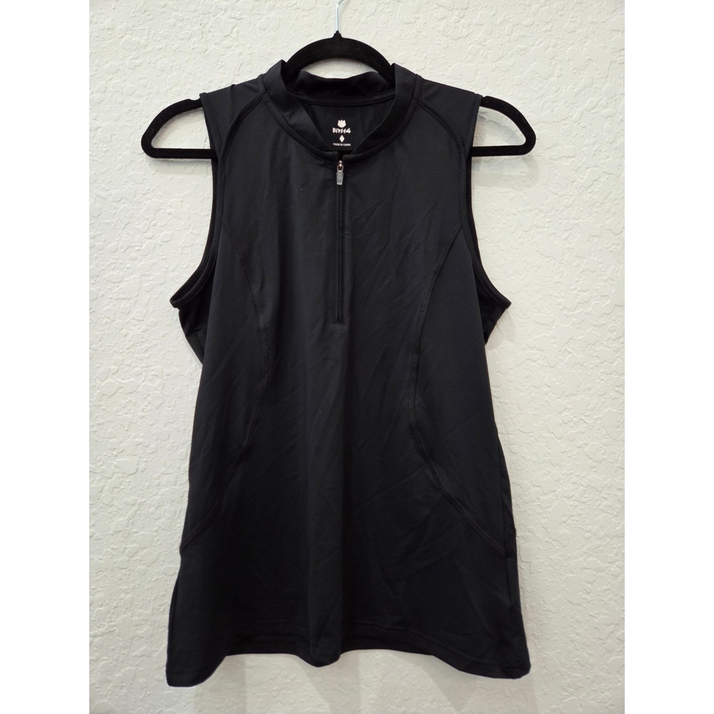 FitsT4 Womens Sleeveless Cycling Jersey Quarter Zip Bike Tank Top Black Small